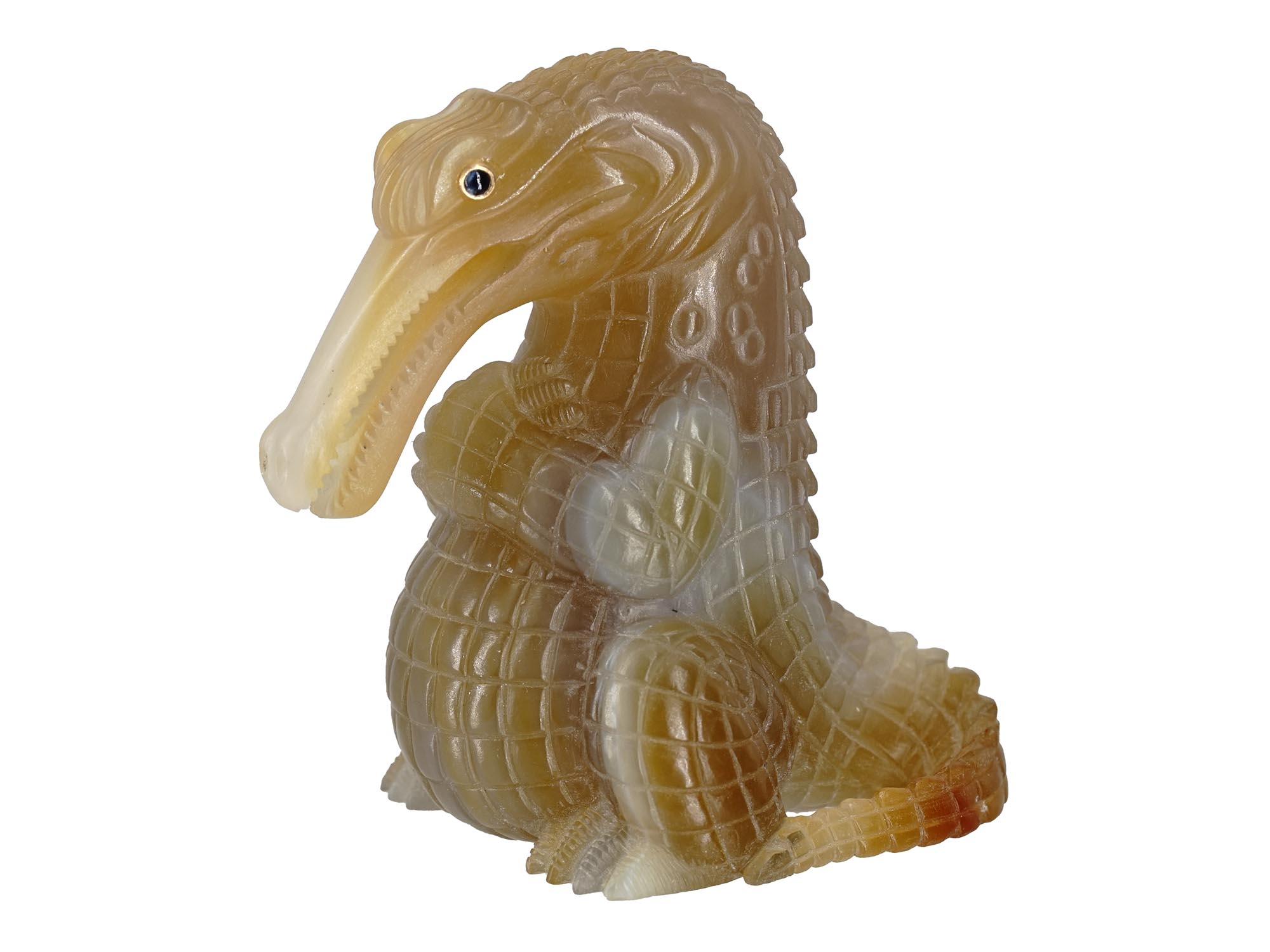 RUSSIAN HAND CARVED AGATE CROCODILE FIGURINE PIC-